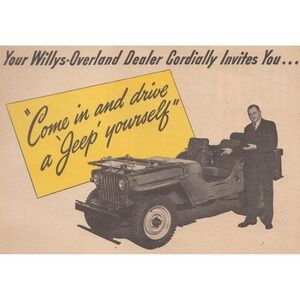 1946 Willys Jeep Vintage Print Ad CJ2A Farm Utility Vehicle Overland Motors Inc